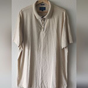 FAIRLANE Pima Cotton Brody Contrast Placket Polo Off-white heather oatmeal XL